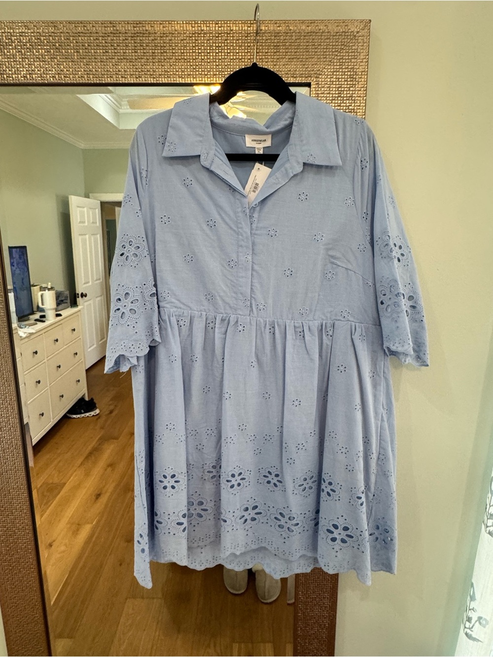 Annie Light Blue Eyelet Cotton Kids Dress